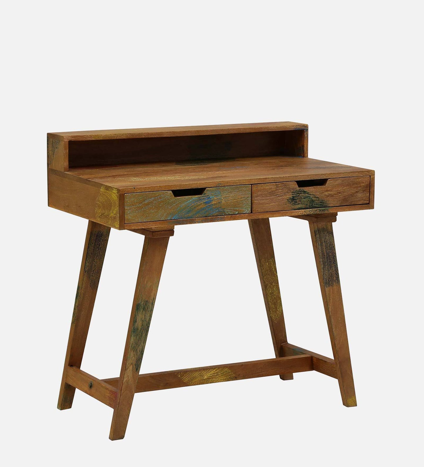 Dink - Solid Wood Writing Table In Distress Finish With Drawers