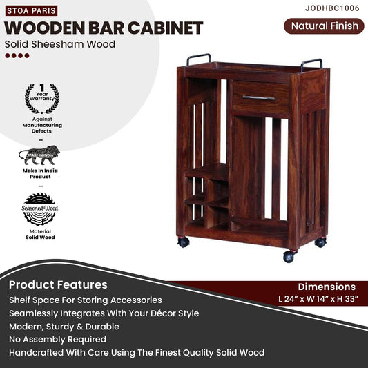 Ezikiel Wooden Bar Cabinet In Walnut Polish Finish