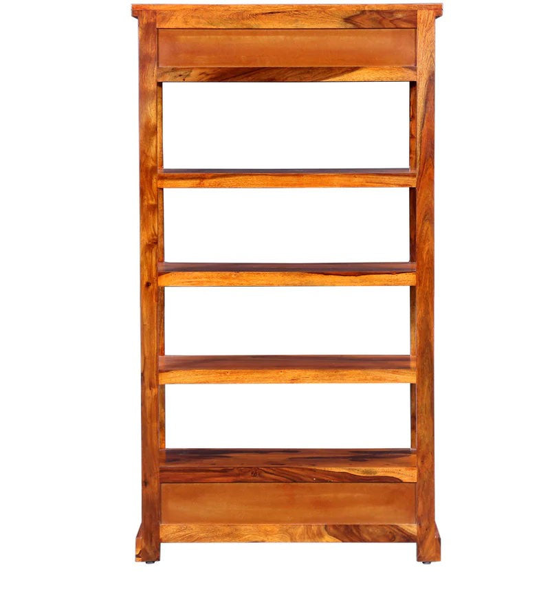 Bellfort Bookshelf Storage Organizer With Two Drawers - Honey Teak Polish