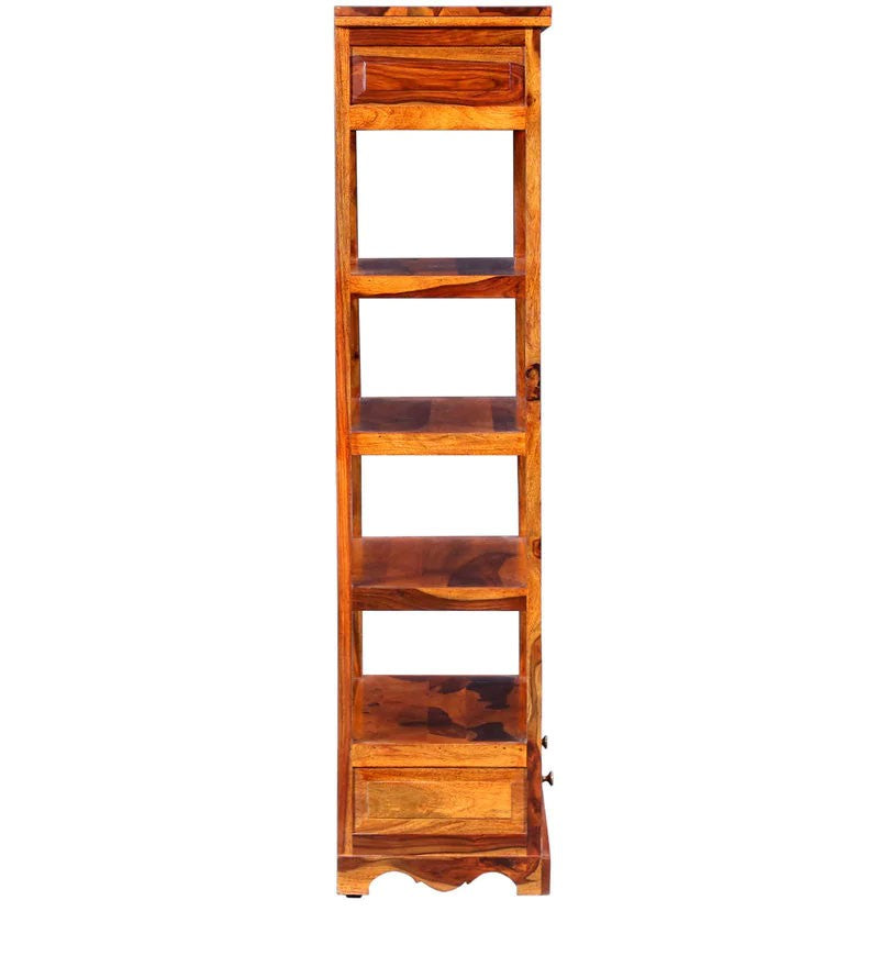 Bellfort Bookshelf Storage Organizer With Two Drawers - Honey Teak Polish