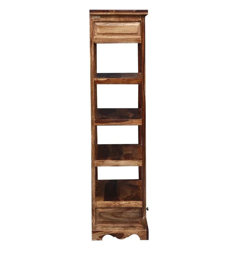 Corbin Bookshelf Storage Organizer With Two Drawers - Natural Polish