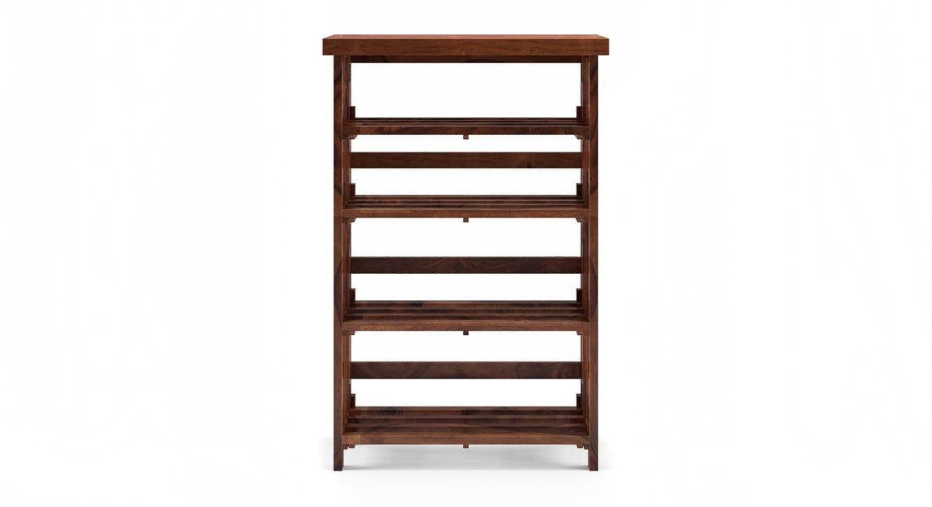 Barrin Solid Wood Bookshelf Storage Organizer - Walnut