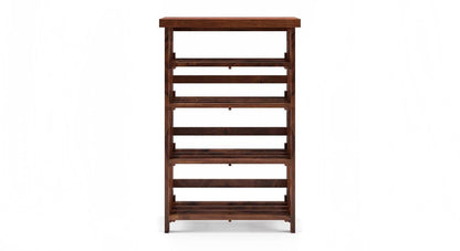 Barrin Solid Wood Bookshelf Storage Organizer - Walnut