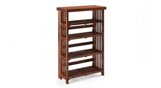 Barrin Solid Wood Bookshelf Storage Organizer - Walnut