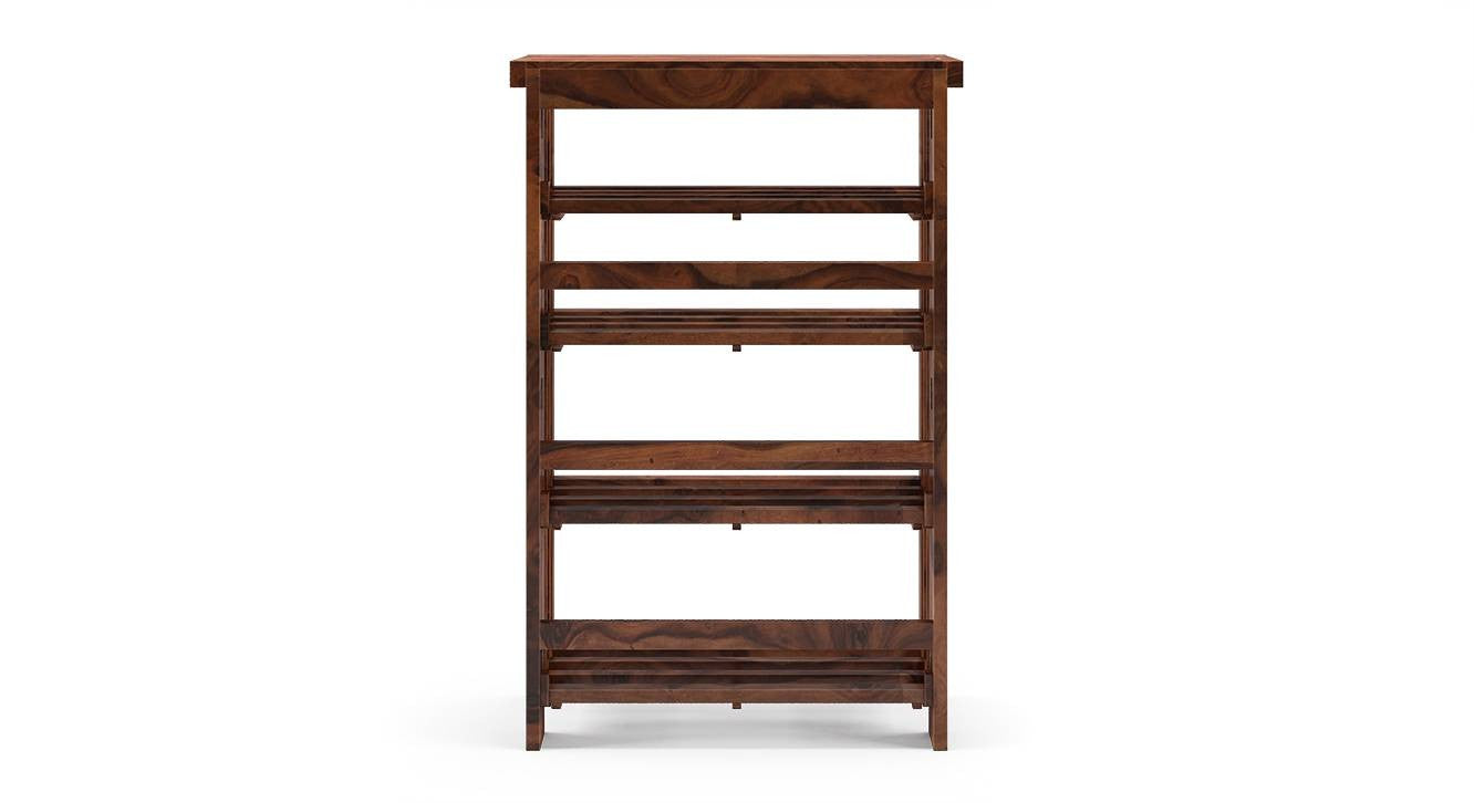 Barrin Solid Wood Bookshelf Storage Organizer - Walnut