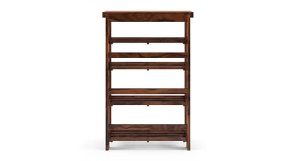 Barrin Solid Wood Bookshelf Storage Organizer - Walnut