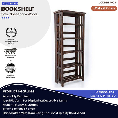 Santino Bookshelf Storage Organizer In Walnut Polish