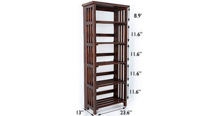 Santino Bookshelf Storage Organizer In Walnut Polish