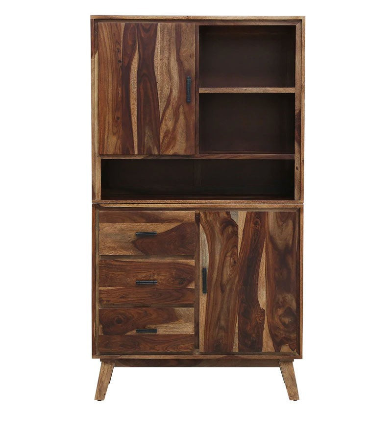 Finlay Bookshelf Storage Organizer With 3 Drawers & 2 Storage Compartments - Walnut