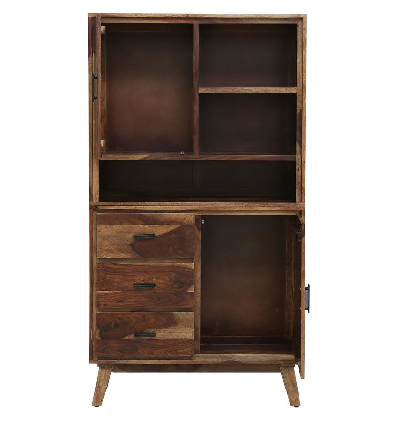 Finlay Bookshelf Storage Organizer With 3 Drawers & 2 Storage Compartments - Walnut