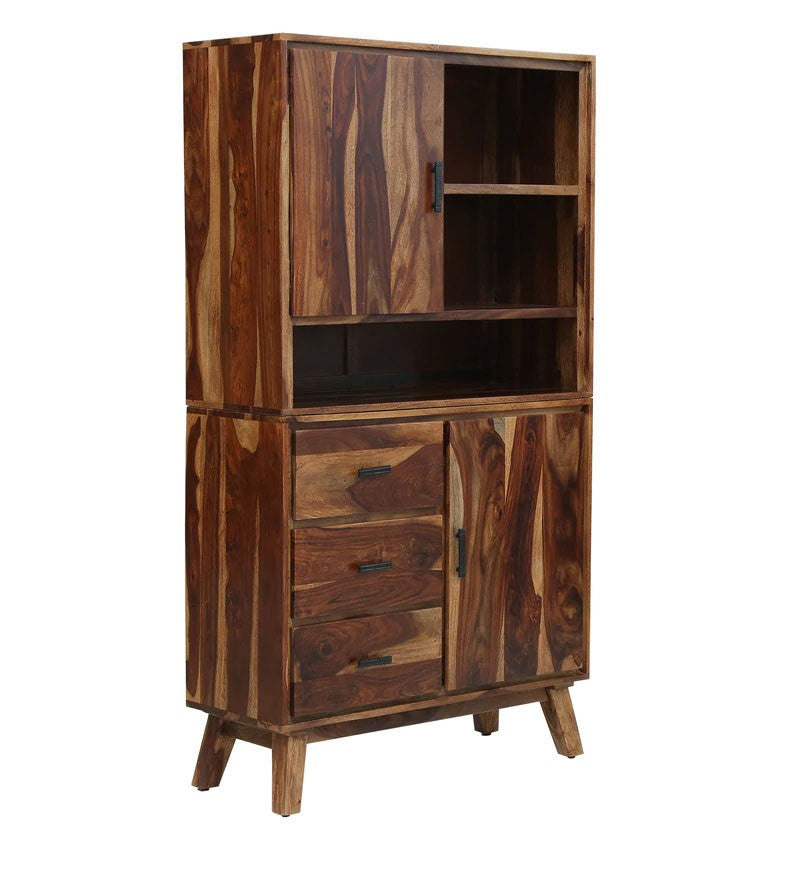 Finlay Bookshelf Storage Organizer With 3 Drawers & 2 Storage Compartments - Walnut