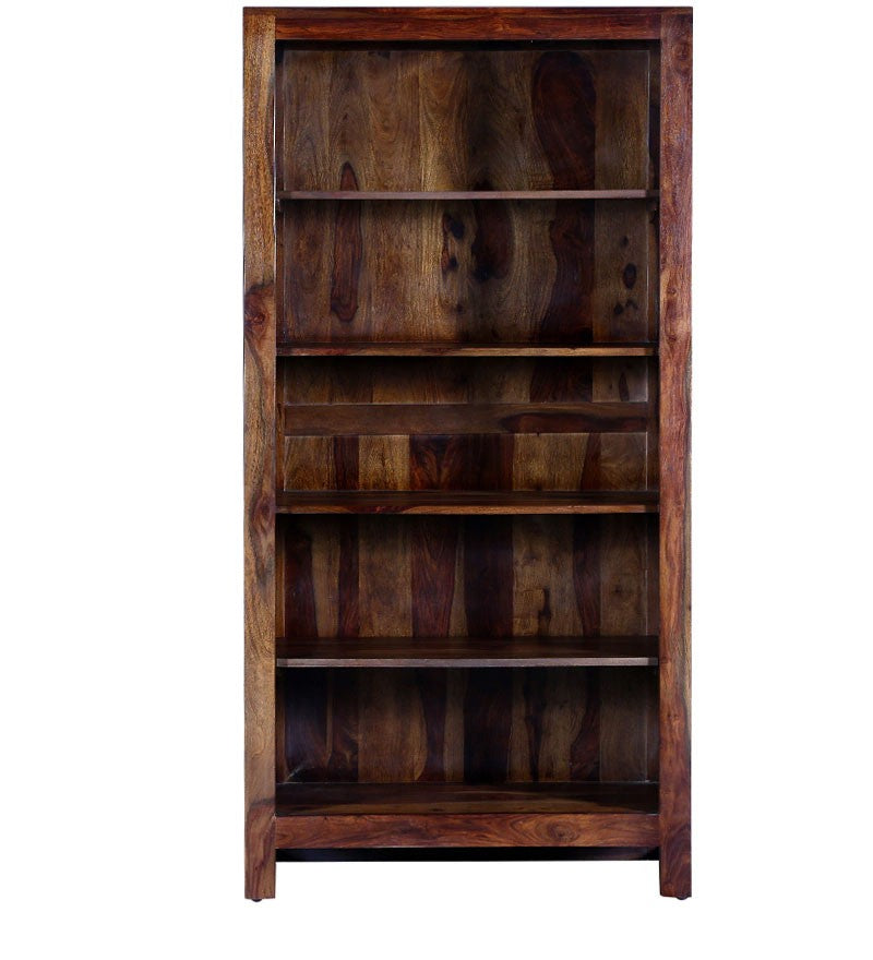 Brad Solid Wood Bookshelf Storage Organizer - Walnut