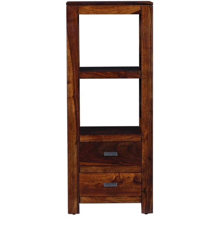 Angelo Bookshelf Storage Organizer With 2 Drawers And 2 Shelves In Walnut Polish Shade