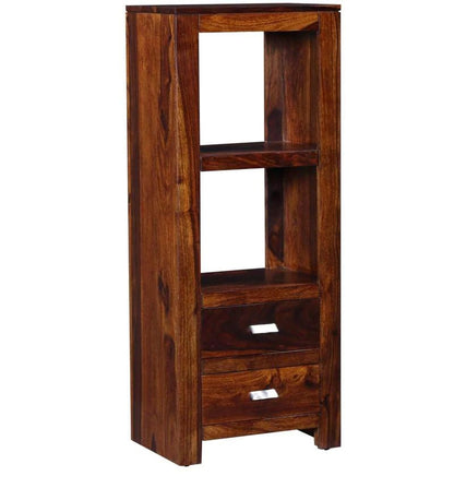 Angelo Bookshelf Storage Organizer With 2 Drawers And 2 Shelves In Walnut Polish Shade