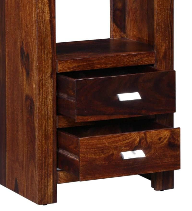 Angelo Bookshelf Storage Organizer With 2 Drawers And 2 Shelves In Walnut Polish Shade