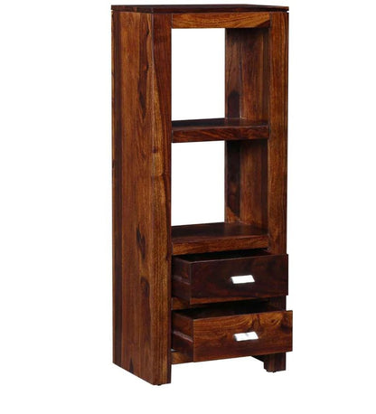 Angelo Bookshelf Storage Organizer With 2 Drawers And 2 Shelves In Walnut Polish Shade