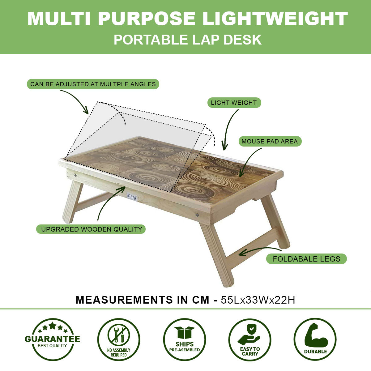 Foldable Multi Use Portable Laptop Table (22"x13")