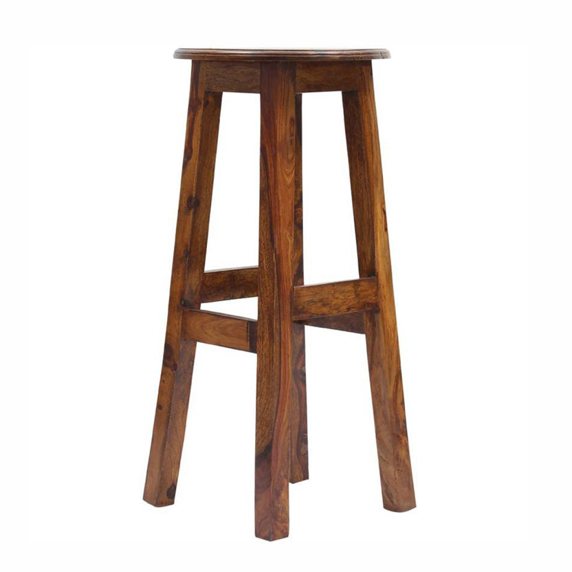 Geomi Wooden Bar Stool In Teak Wood Polish Finish