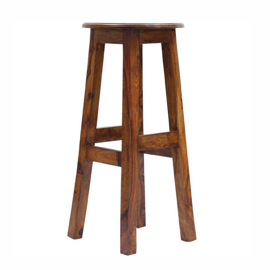 Geomi Wooden Bar Stool In Teak Wood Polish Finish