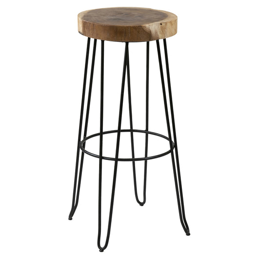 Dudo Metal Frame & Solid Wood Seat Bar Stool