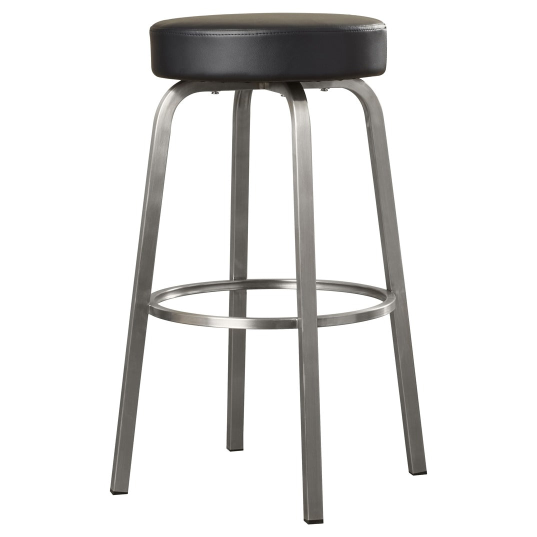 Alfie Metal Bar Stool Silver & Black Leatherette Seat