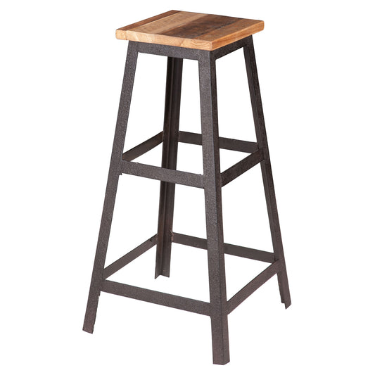 Rory Metal Bar Stool With Solid Wood Seat Top