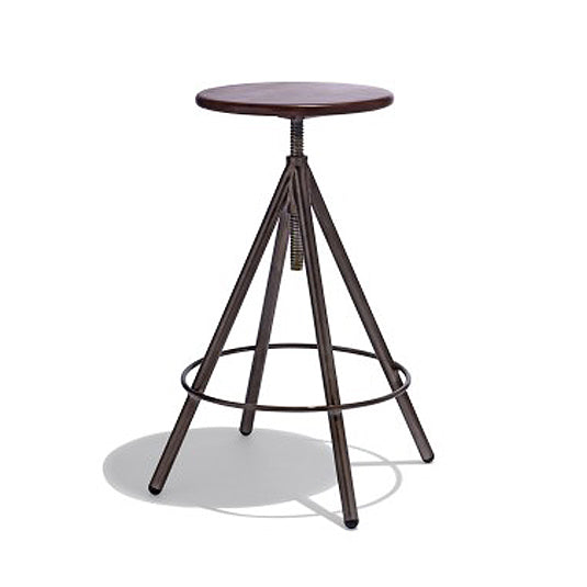 Lain Metal Bar Stool With Solid Wood Swivel Seat Top - Dark Grey