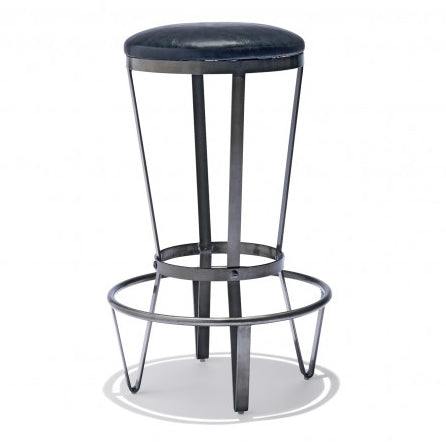 Flynn Metal Bar Stool With Leatherite Seat - Black