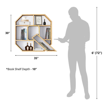 Bookshelf Alphabet "Q" In Mango Wood Natural Polish Shade For  Books & Decor
