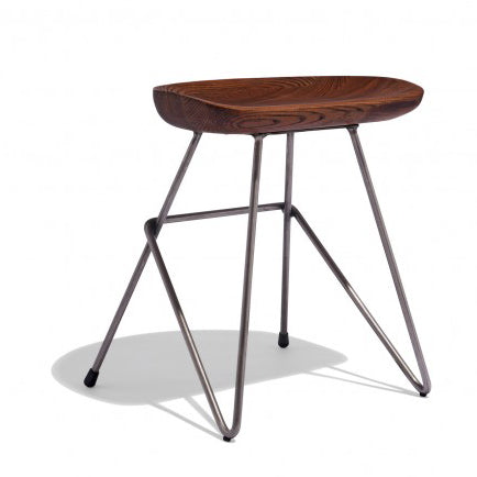 Irri Metal Stool With Solid Wood Seat Top