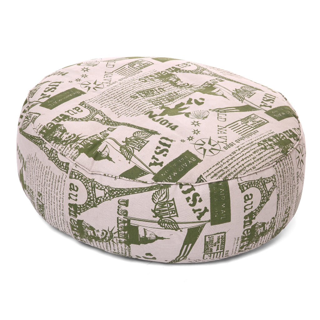 Canvas Abstract Printed Round Floor Bean Filled Cushion - XL Size