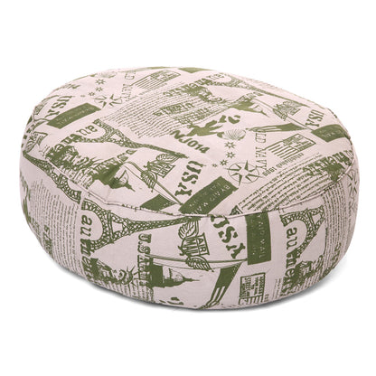 Canvas Abstract Printed Round Floor Bean Filled Cushion - XL Size