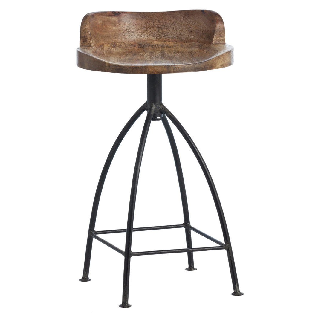 Rose In Black Metal Base Wood Top Bar Chair