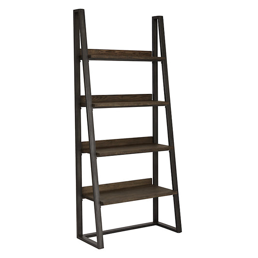 Altun Solid Wood & Black Metal Bookshelf