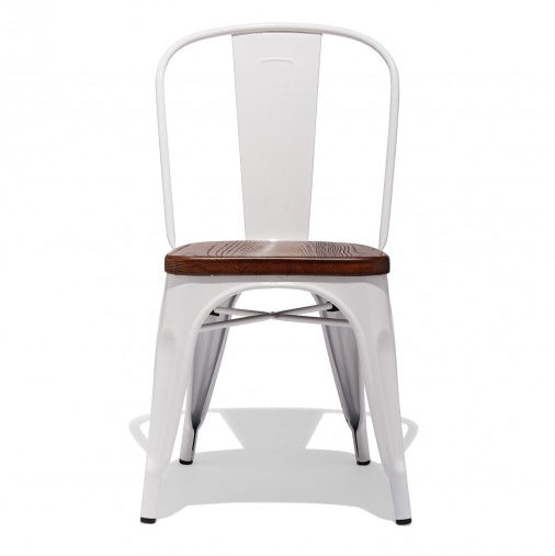 Maze Chair In White Paint Finish & Wood Seat Base