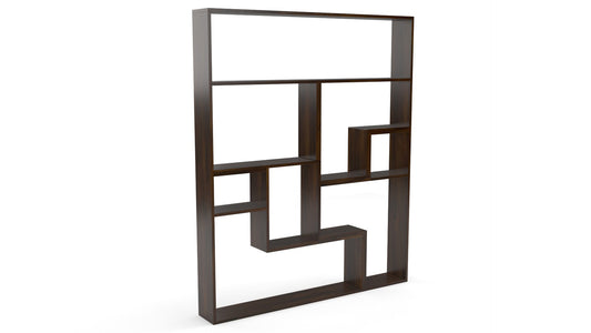 Pixfor Solid Wood Bookshelf With Spacious Shelves - Walnut Finish