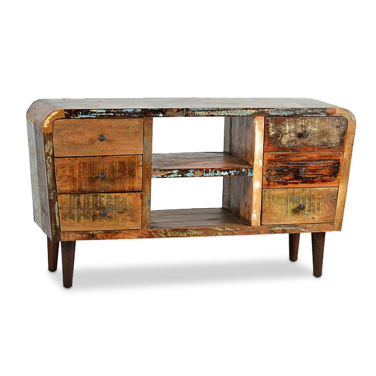 Arnold - Multi Colour Wooden Plasma TV Unit - Reclaimed Wood In Distress Finish