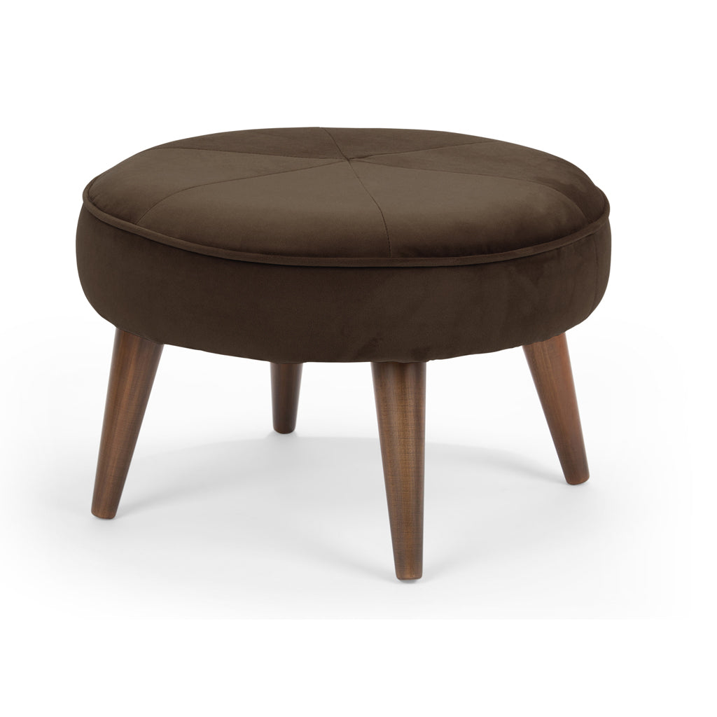 Zen - Fabric Upholstered Ottoman Pouffe Stool - Dark Brown