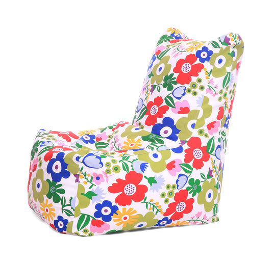 White & Prints Multiple XXL Chair Bean Bag Floral Printed Cover Without Fillers