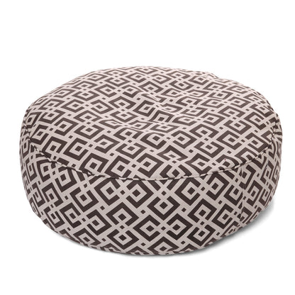 Canvas GeometricPrinted RoundFloor Cushion With Beans - XL Size