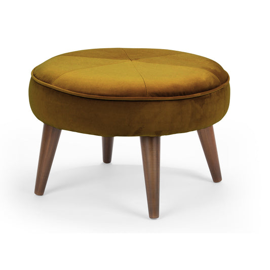 Jenil - Fabric Upholstered Ottoman Pouffe Stool - Golden Brown