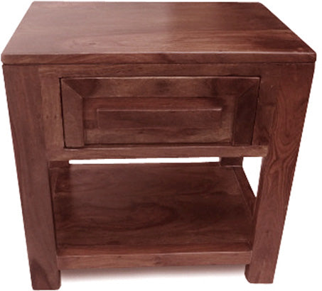 Siesta Solid Wood Bed Side Table In Teak Finish