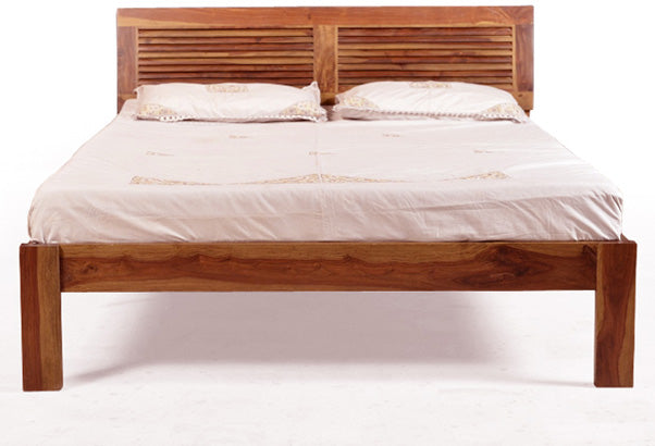 Toriad Sheesham Wood Queen Bed - Teak Finish