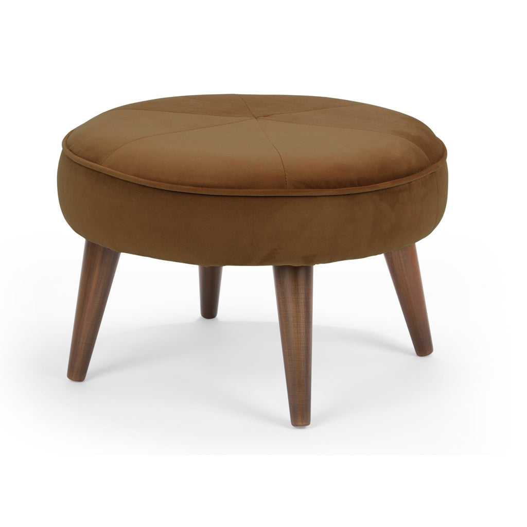 Fabric Upholstered Ottoman Pouffe Stool - Mud Brown