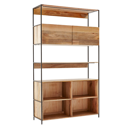 Gorge Bookshelf & Storage Organiser In Metal & Mango Wood