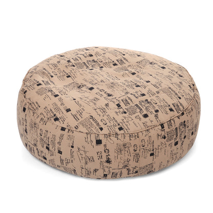 Canvas AbstractPrinted Round Floor Cushion With Beans - XL Size