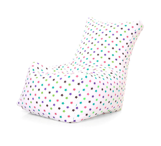 White & Prints Multiple XXLChair Bean Bag Star Printed Cover Without Fillers