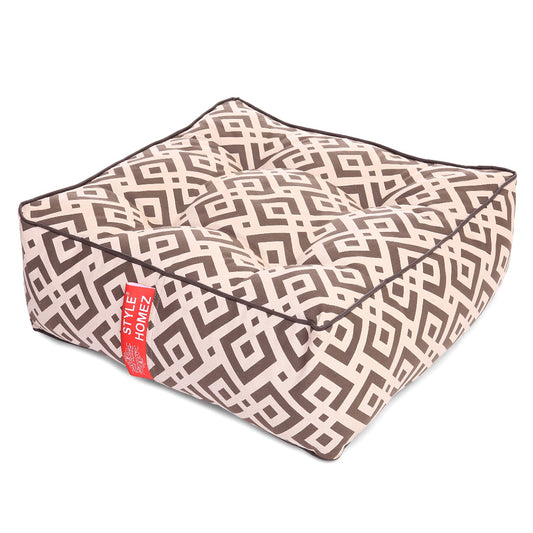 Canvas Geometric Square Floor Cushion With Beans - Large Size