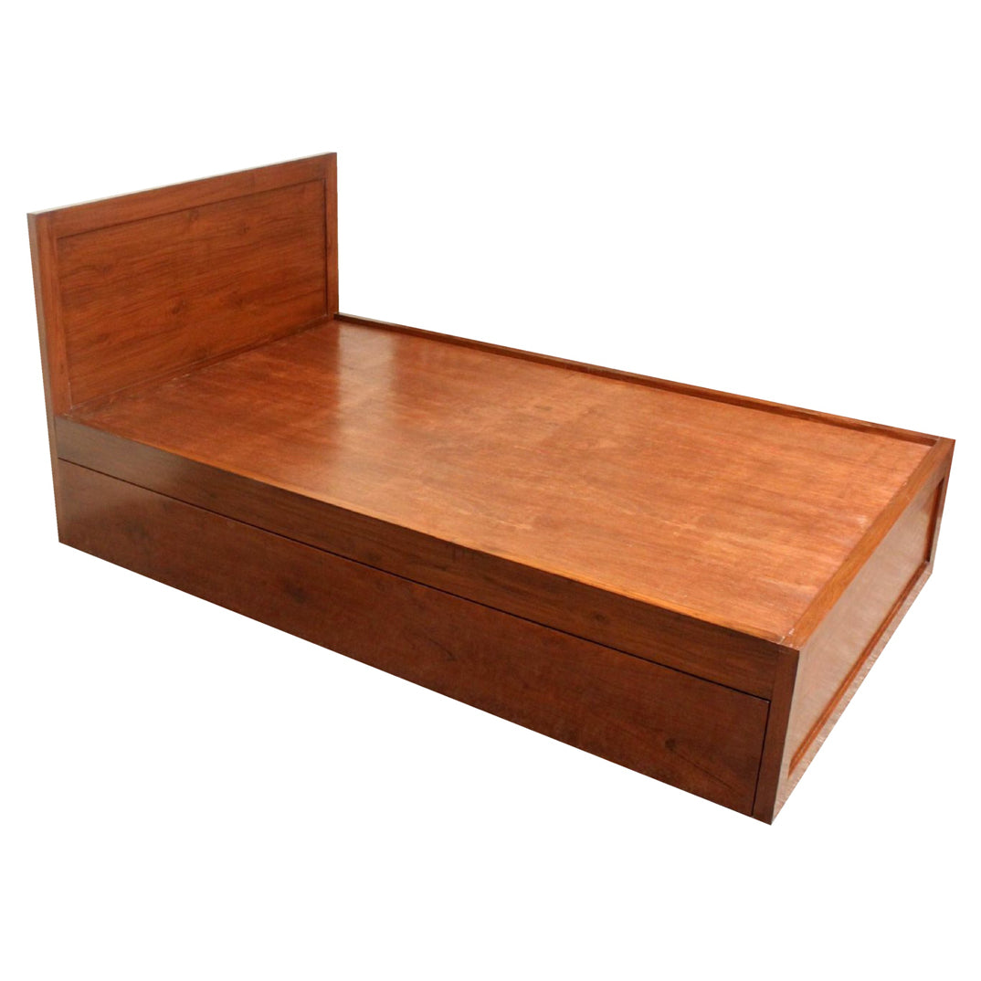 Globster Solid Wood Storage Single Bed In Honey Teak Finish