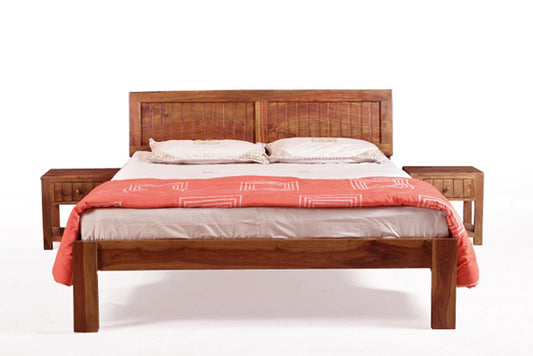 Walter - Sheesham Wood Queen Bed - Teak Finish